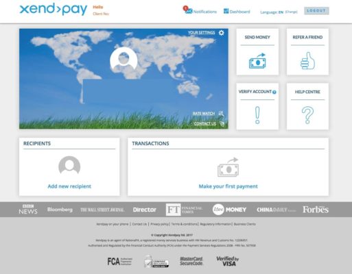 Tableau de bord XendPay
