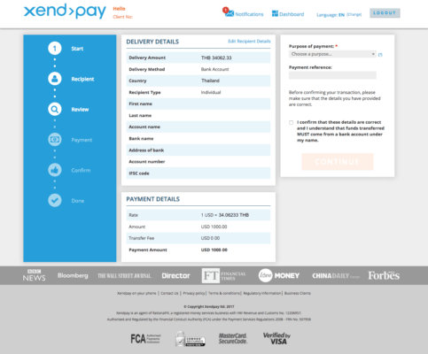 Transfert XendPay