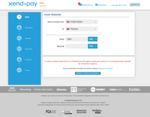 Transfert XendPay