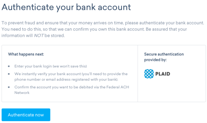 Authenticate Bank Account (USCHA)