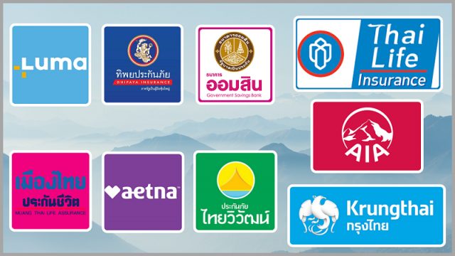 Un graphique des logos des compagnies d'assurance en Thaïlande.