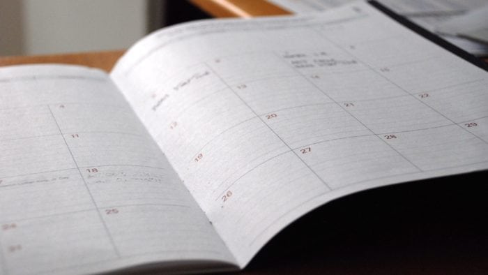 Un agenda quotidien ouvert.