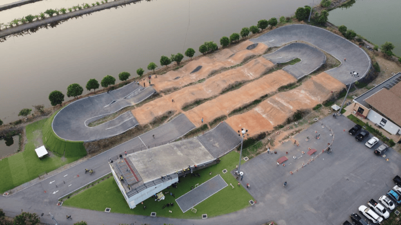 The BMX track at Waree Phirom Sports Center from the sky.