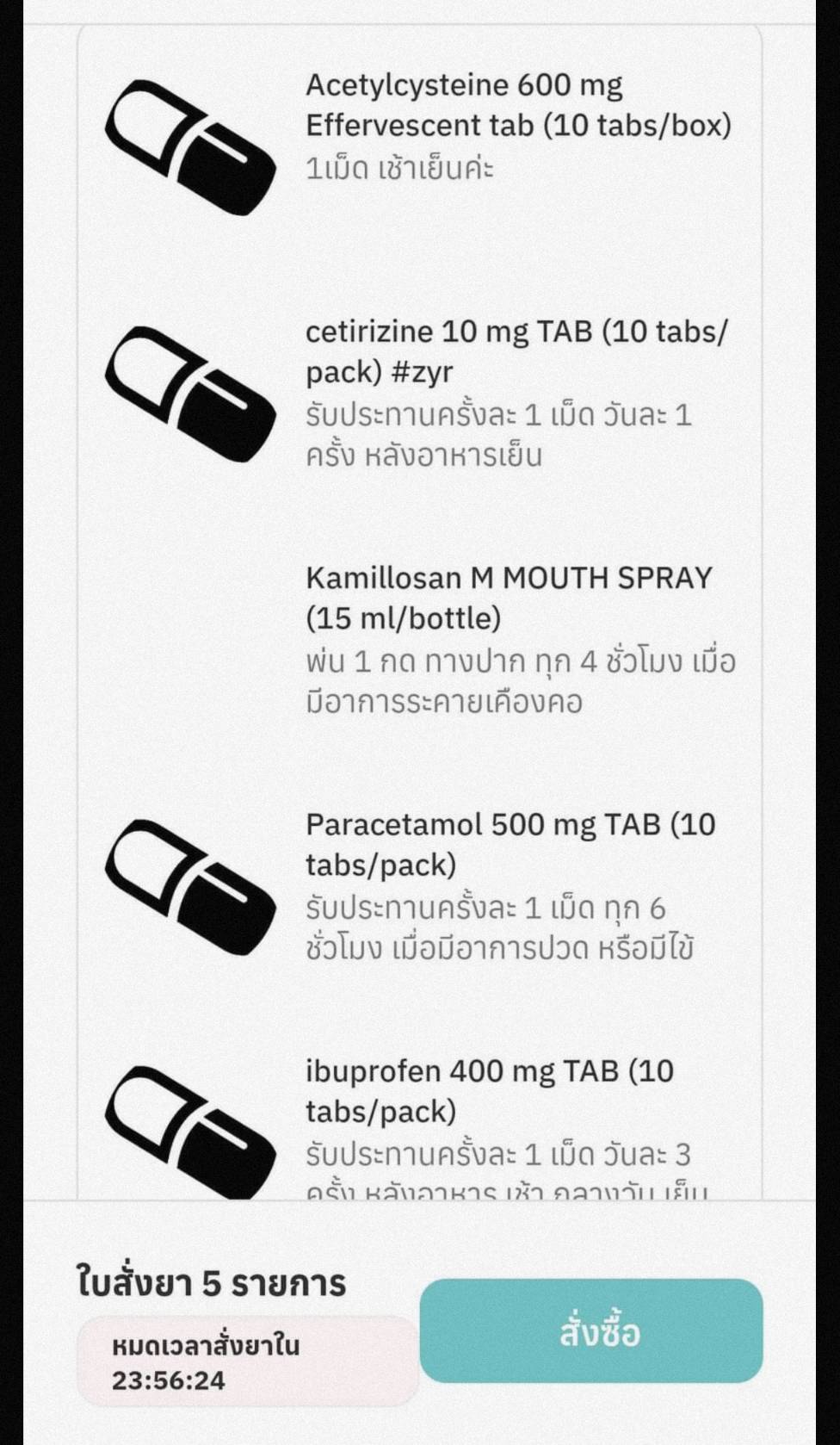 list of medications.