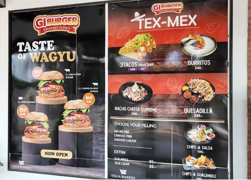 cost of burgers in Thailand