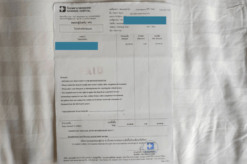 john wolcott brain tumor hospital bill