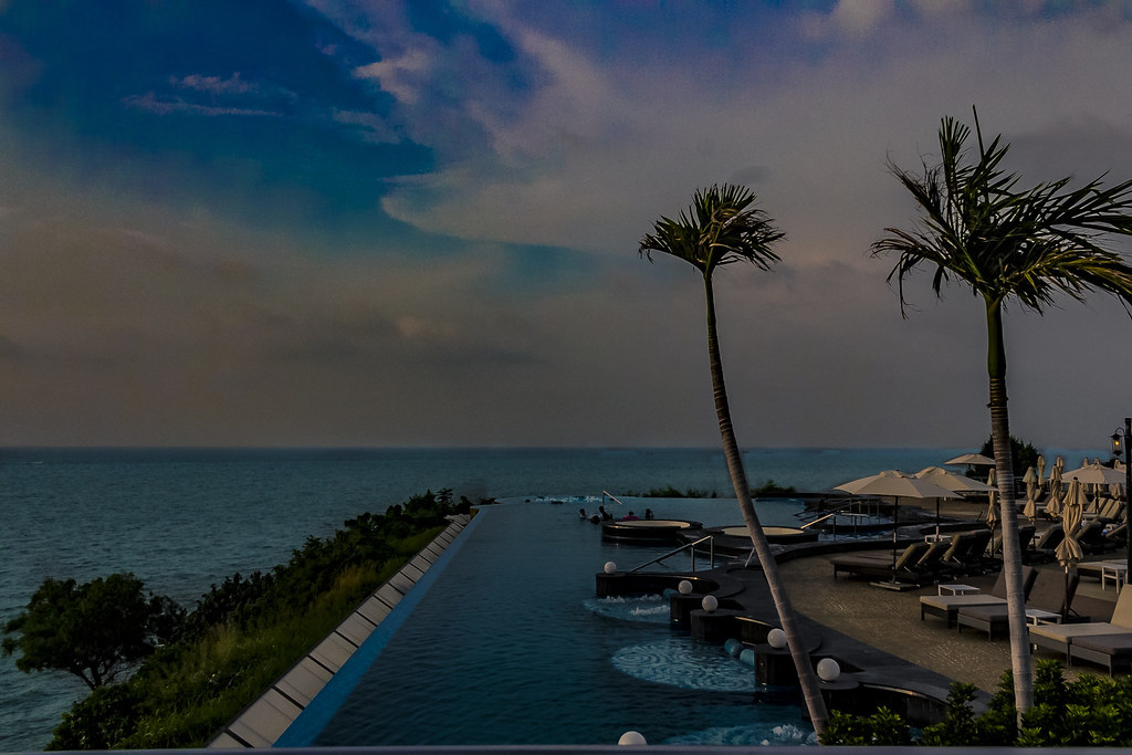 Pattaya beach with palm trees