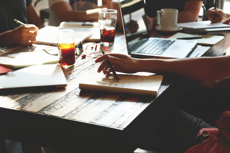 Team working together at a desk