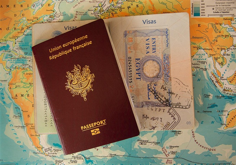 Passport with visa stamps