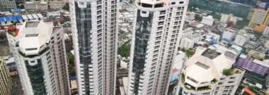 Aerial view of high-rise condominium towers in Bangkok, Thailand