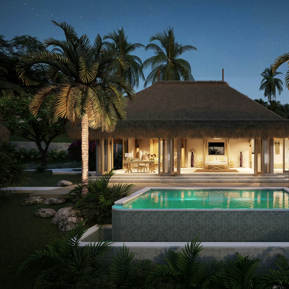 A modern villa by a beach in Thailand