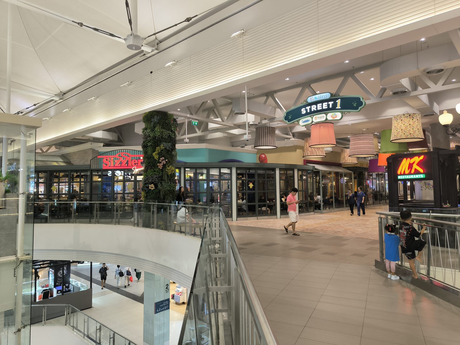 The food street area on an upper floor of Fashion Island on Ram Inthra