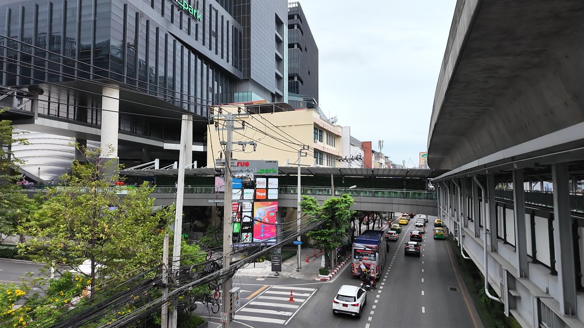 True Digital Park and its skywalk beside the BTS track at Punnawithi on Sukhumvit Road, Bangkok