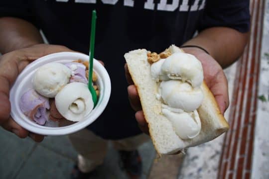 ice cream on a hot dog bun